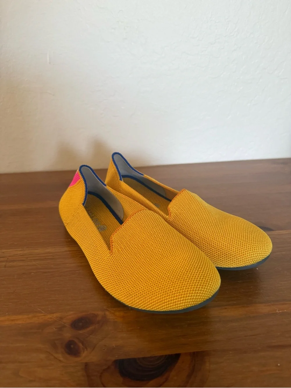 Rothy's Kids Yellow Slip-On Flats with Pink & Blue Accents